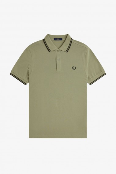 Fred Perry Twin Tipped Shirt Olive Mint Night Green