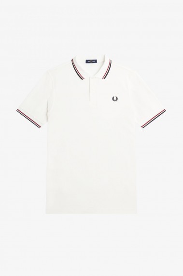 Fred Perry Twin Tipped Shirt Snow White Oxblood Navy